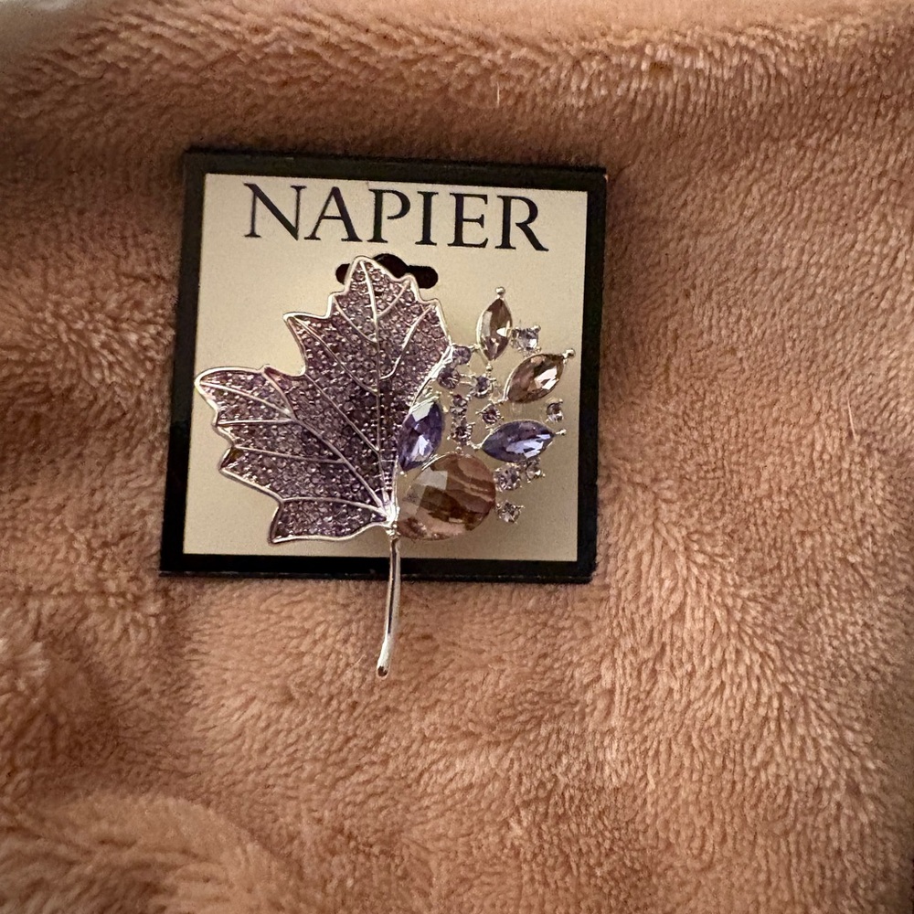 Napier Purple and Silver Leaf Brooch